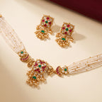 Rang multicolor jadau Kundan choker and coordinating earrings, product view